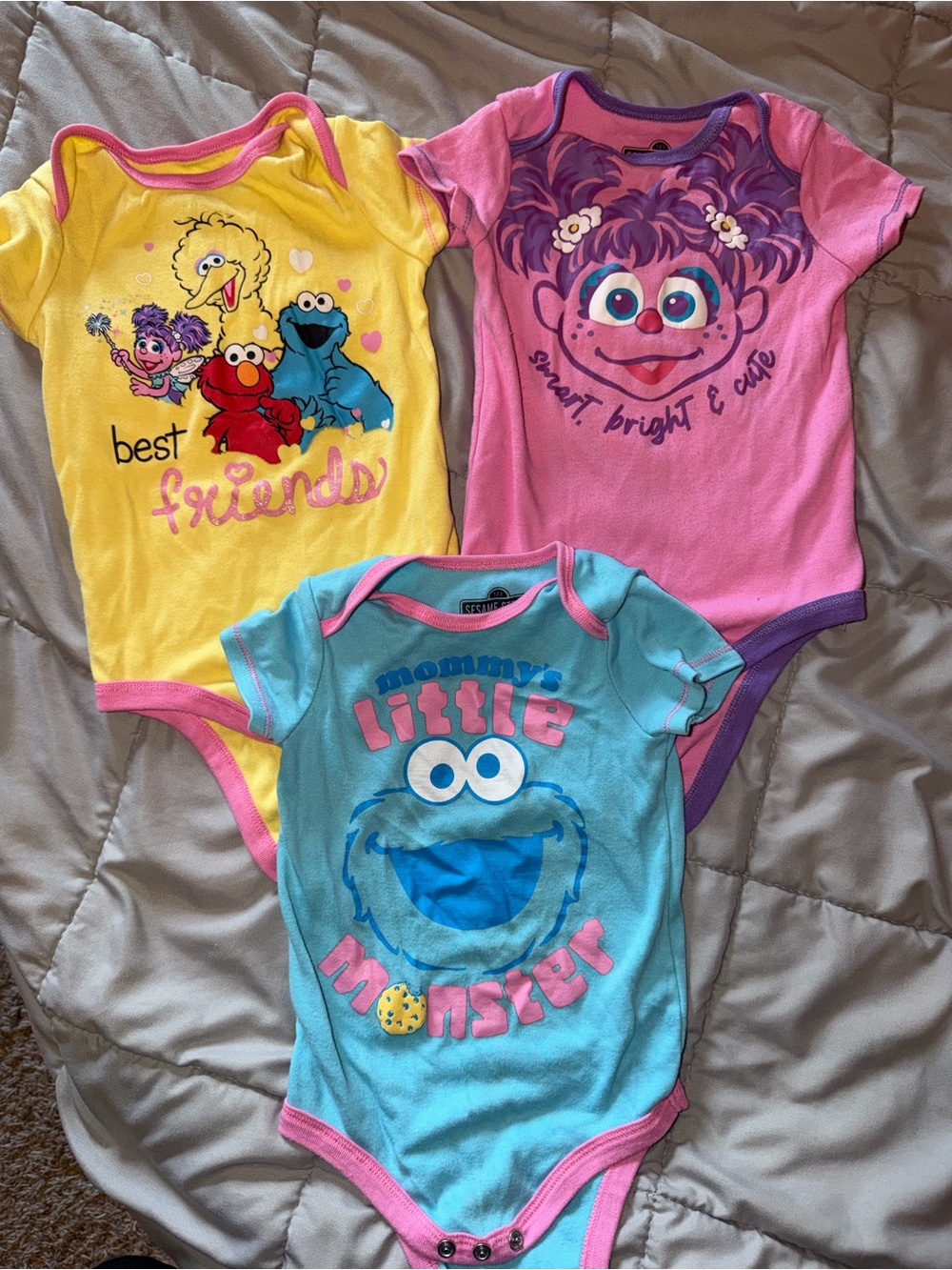 Sesame Street Pink and Purple Abby Cadabby Graphic Baby Onesie